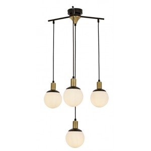 METAL and OPAL GLASS ANTIQUE COLOR and BLACK CHANDELIER 54 CM DIAMETER LOAD: 110 CM